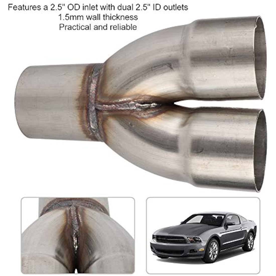 Gorgeri Stainless Steel Exhaust Y Pipe Adapter – 2.5in Dual Outlet