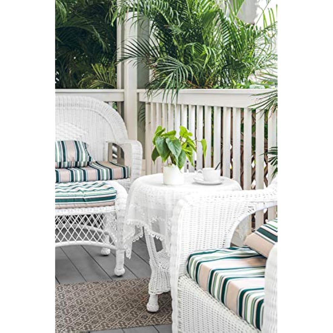 Mkono Artificial Pothos Plant in 4" White Ceramic Pot – 11" Faux Greenery