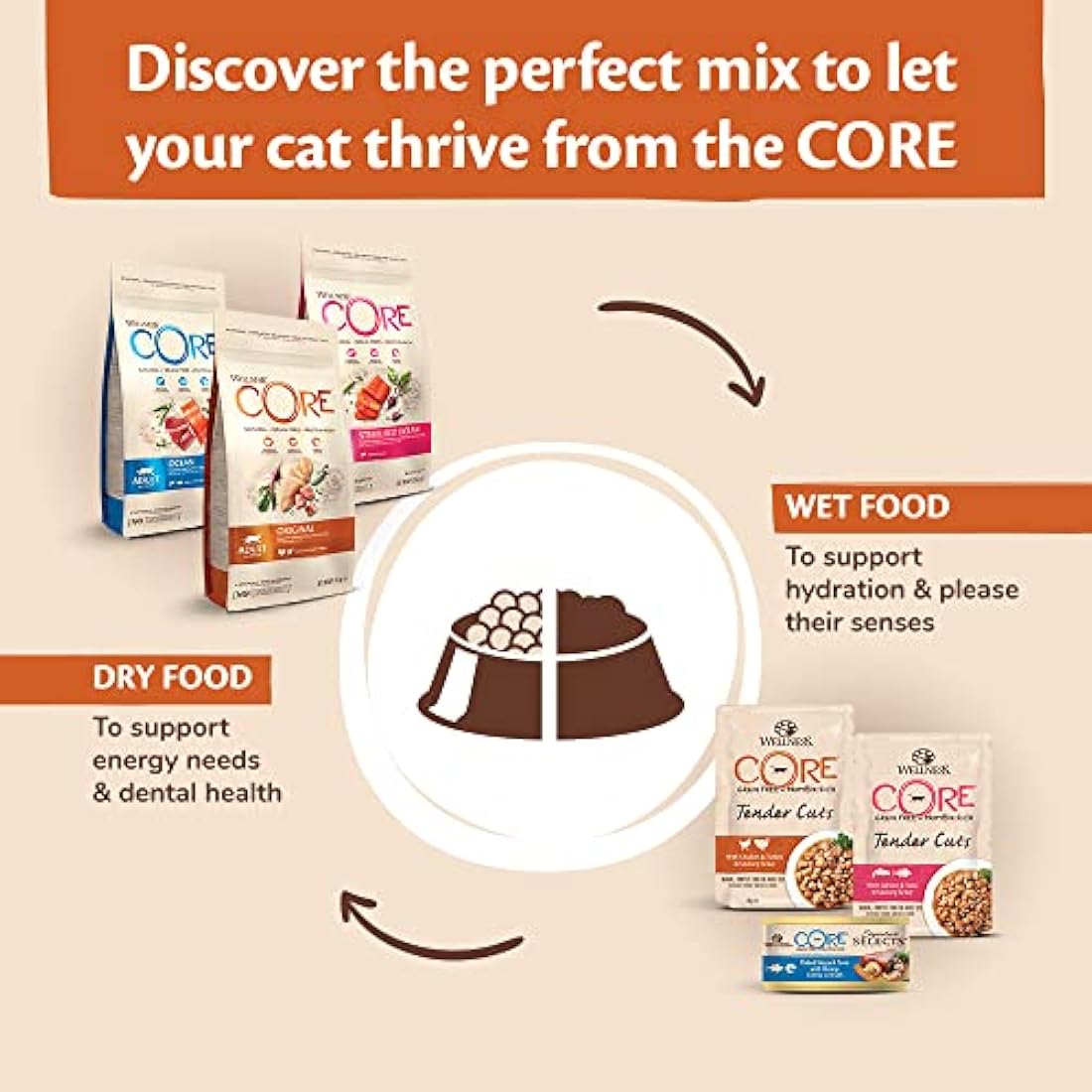 Wellness CORE Grain-Free Salmon Dry Cat Food for Sterilised Cats - 300g