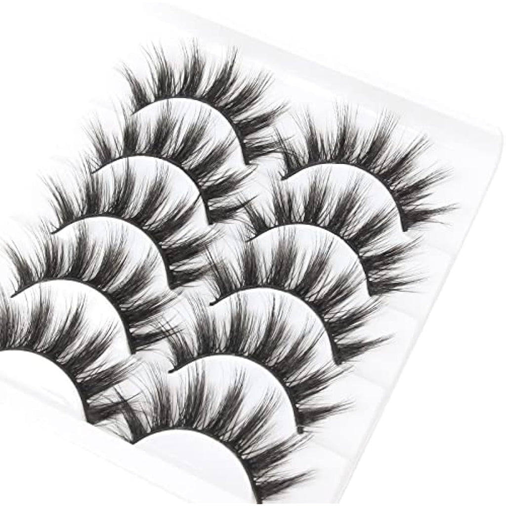 Jolof Store 3D Faux Mink Natural Wispy Eyelashes – 5 Pairs Pack