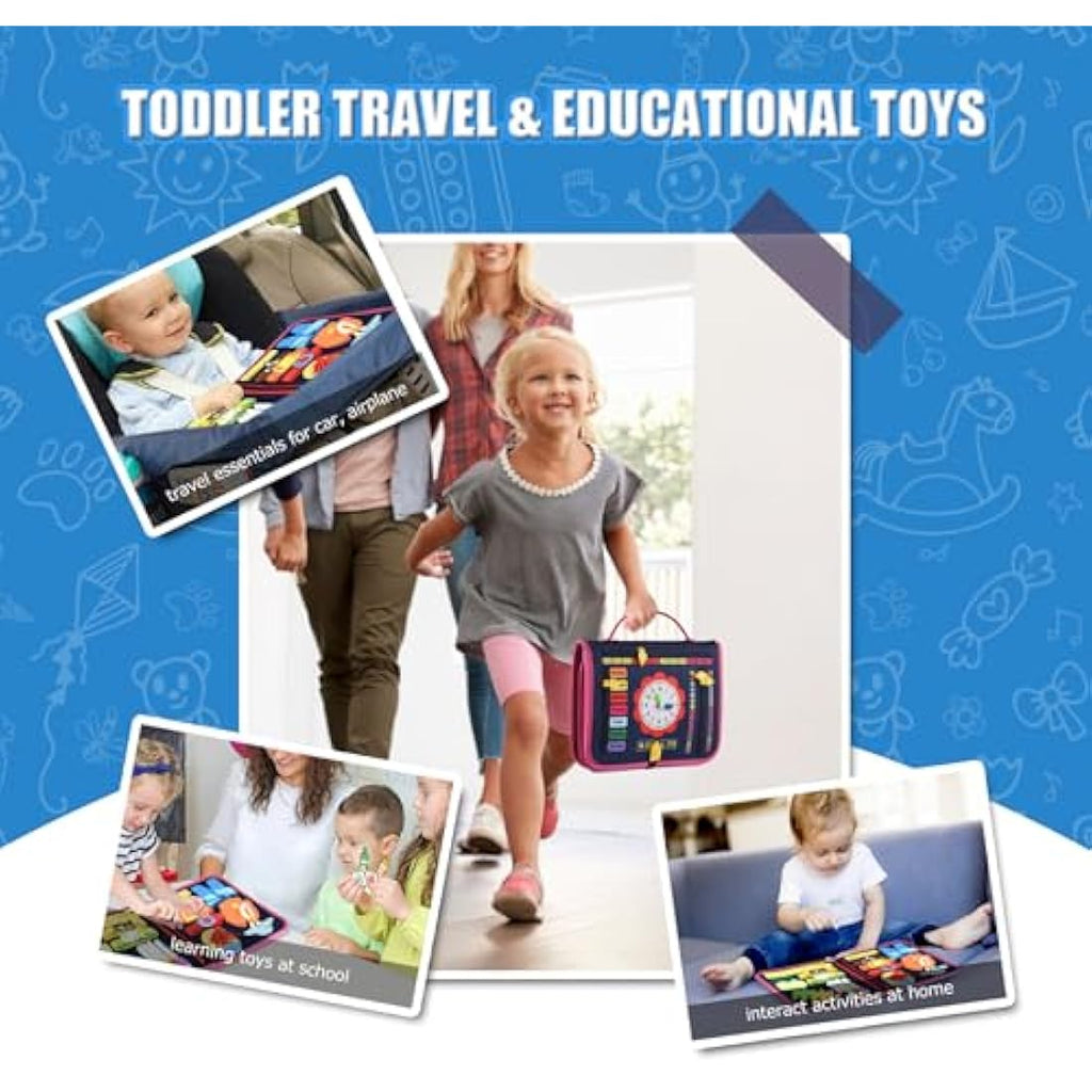Jolof Store Montessori Busy Board – Sensory Toddler Travel Toy (Dark Blue)