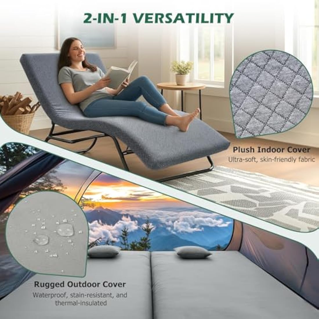Willpo Memory Foam Camping Mattress | Portable Sleeping Pad with 2 Covers