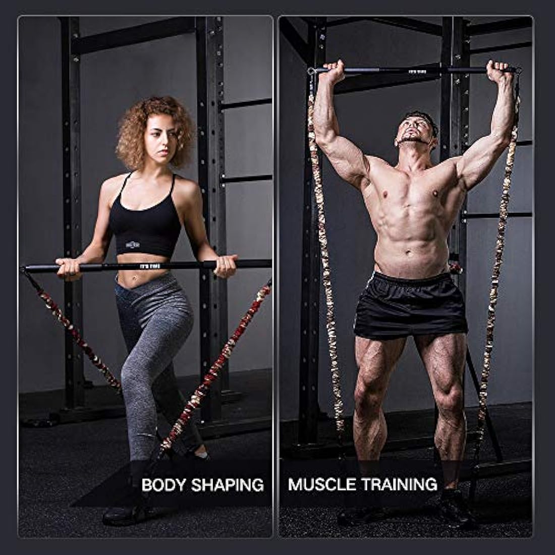 INNSTAR Portable Home Gym Set | Resistance Band Bench Press & Squat Bar