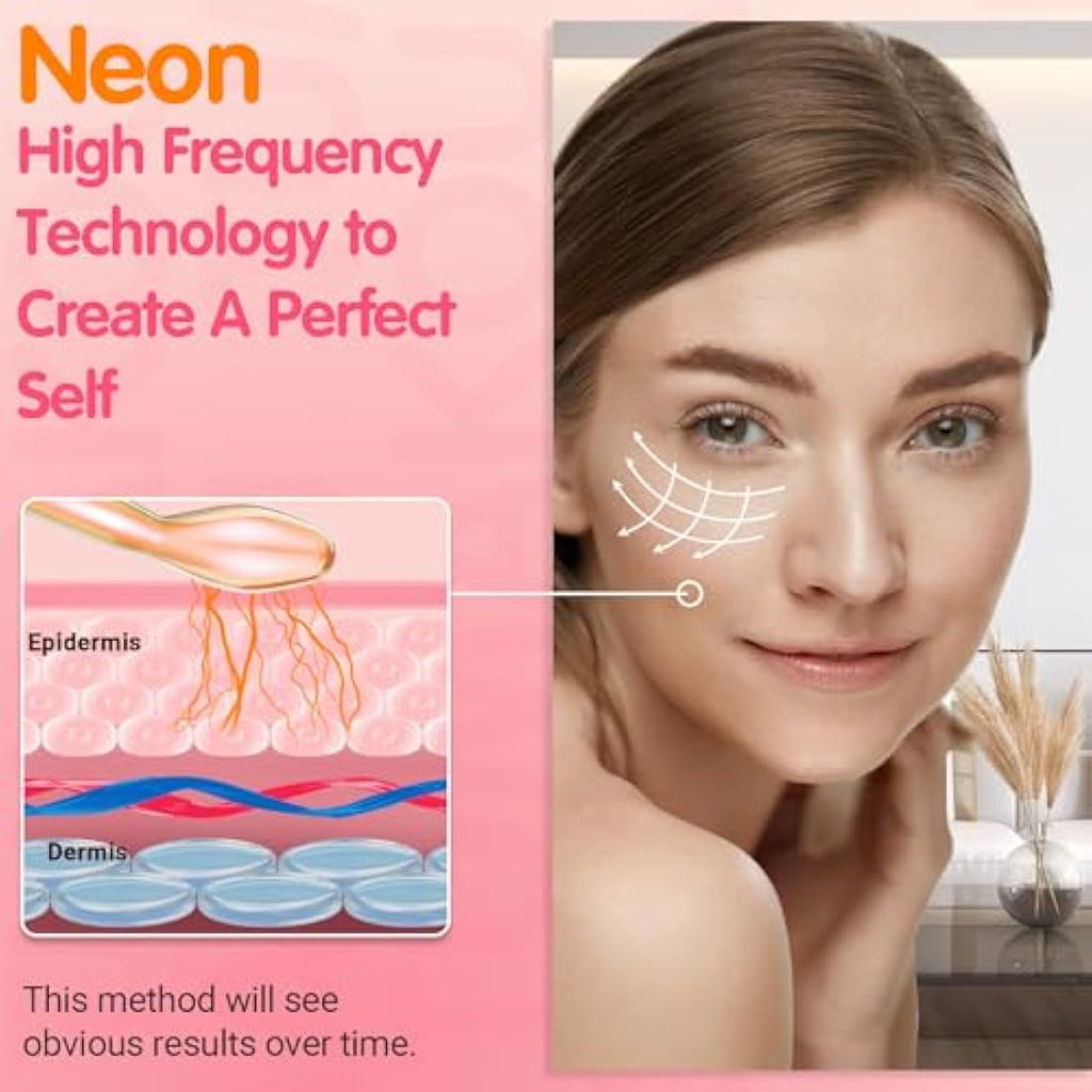 TUMAKOU High Frequency Facial Machine – Neon Skin Therapy Wand with 4 Tubes
