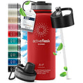 Jolof Store Insulated Stainless Steel Water Bottle | 3 Lids | 1L & 0.5L