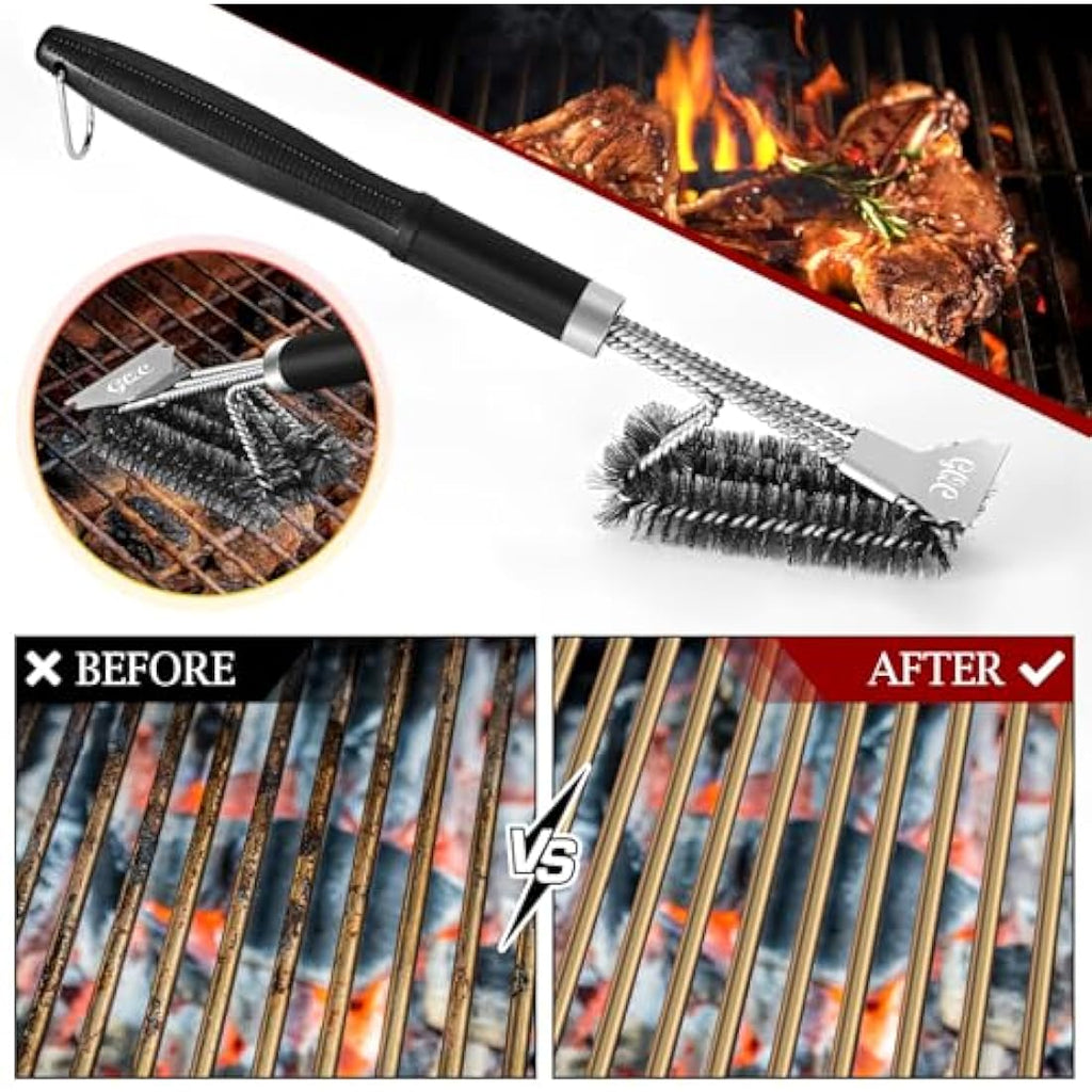 18.3'' BBQ Grill Cleaning Brush and Scraper – 3-in-1 Stainless