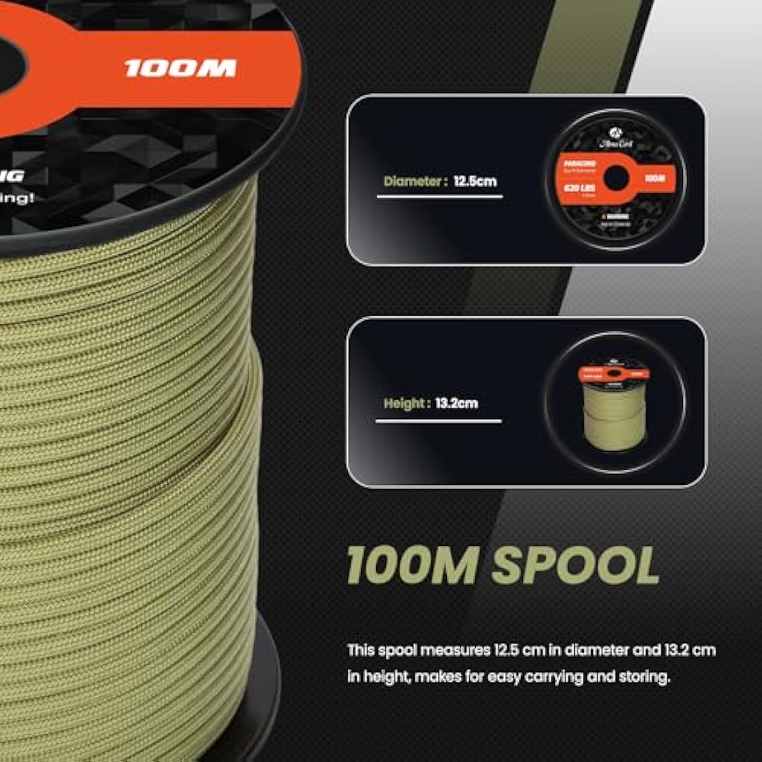 Abma Cord 4mm Type III Nylon Paracord – 9 Strands, 100m Rope