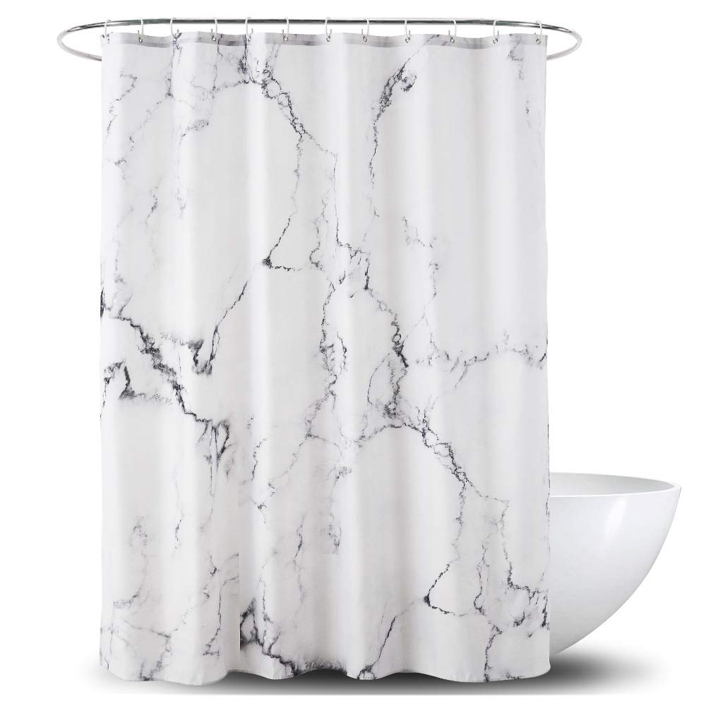 Marble Shower Curtain – Waterproof Polyester Fabric, 71x71"