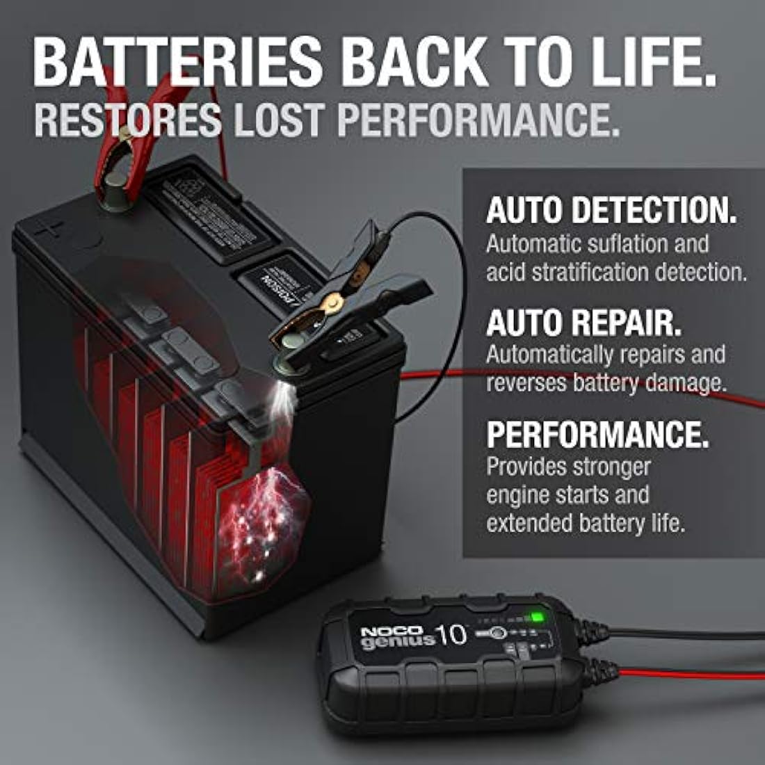 NOCO GENIUS10 10A Smart Battery Charger | 6V/12V Lithium & Lead-Acid