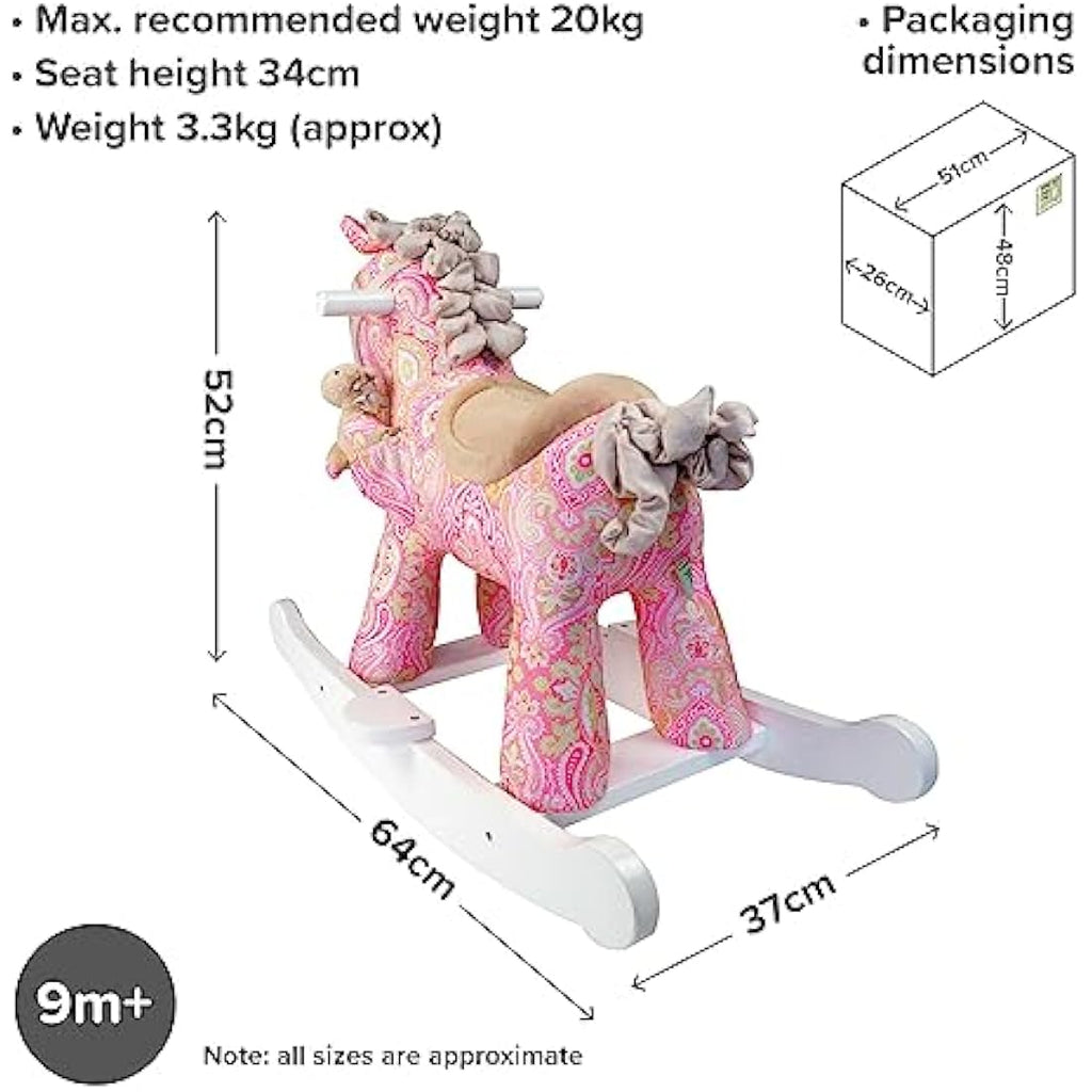 Little Bird Told Me Pixie & Fluff Rocking Horse – Pink Paisley Wooden Toy