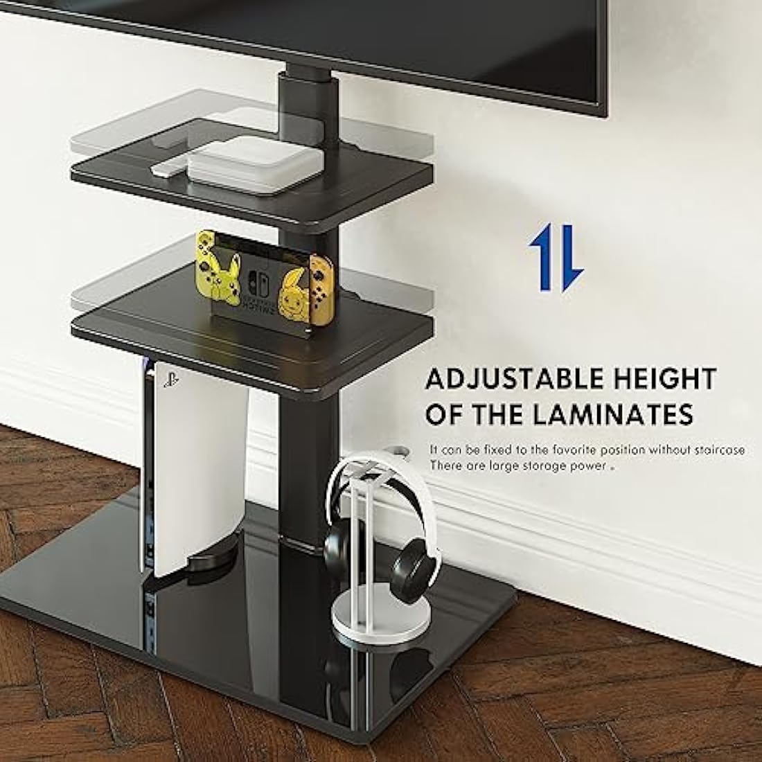 FITUEYES TV Floor Stand for 32-60 Inch | Swivel Mount with 2 Shelves