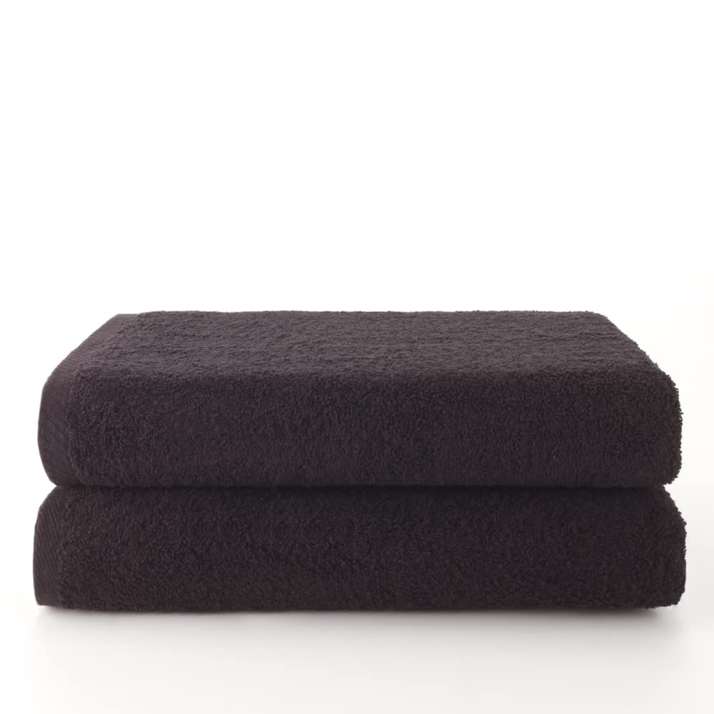 Top Towels Plus | 2-Piece Large Cotton Bath Towel Set | 70x140cm – Black