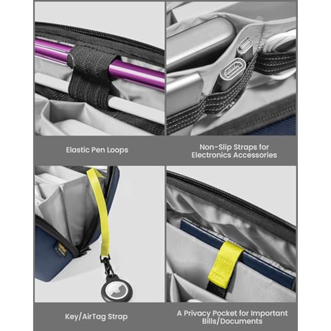 tomtoc Electronic Organizer – Water-Resistant Tech Pouch for Cables