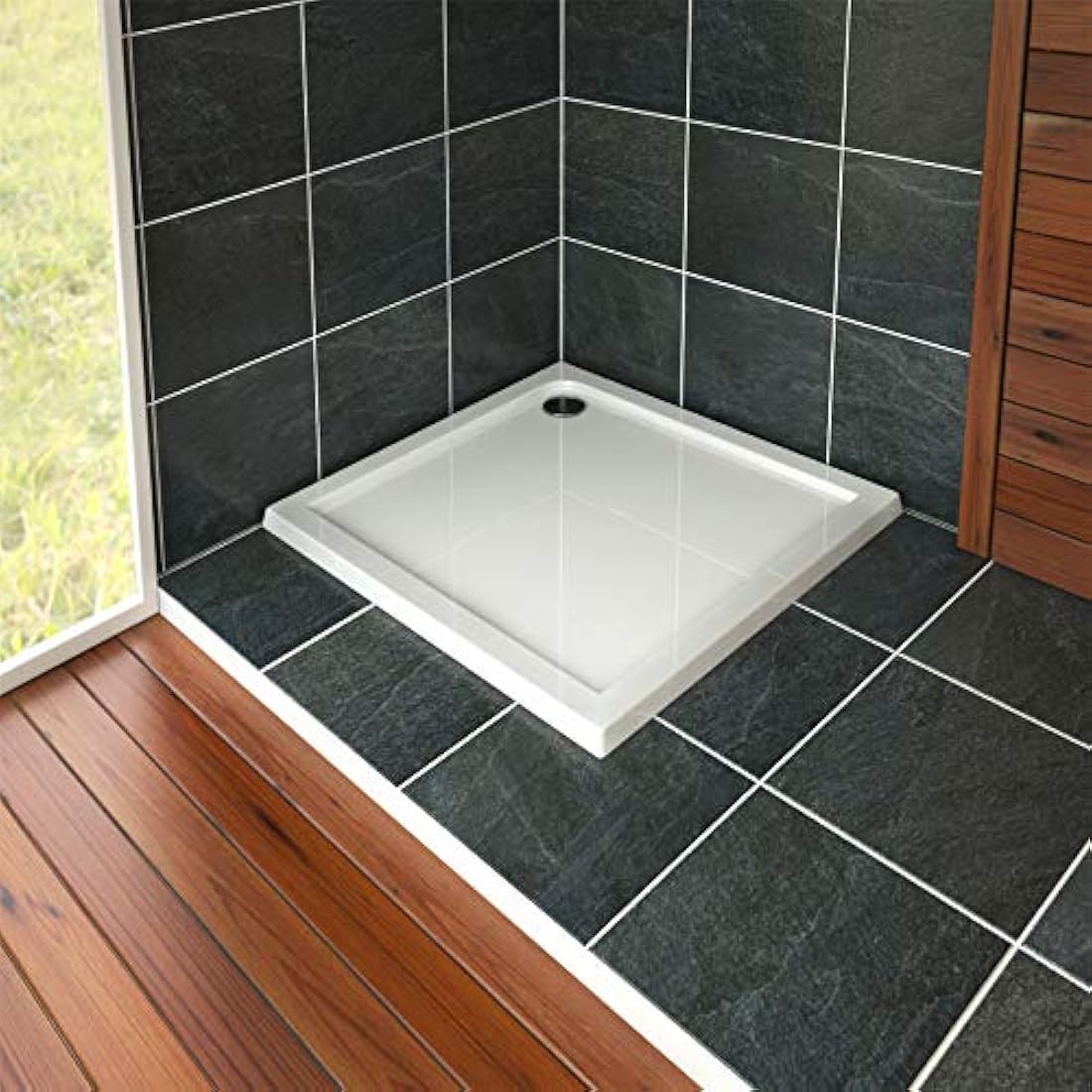 900 x 900mm Pearlstone Square Shower Tray with Waste Trap