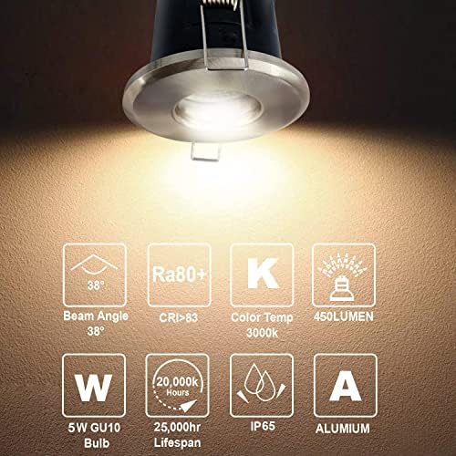 Sweier 90-Min Fire Rated IP65 Bathroom LED Downlights | 4-Pack Satin Nickel