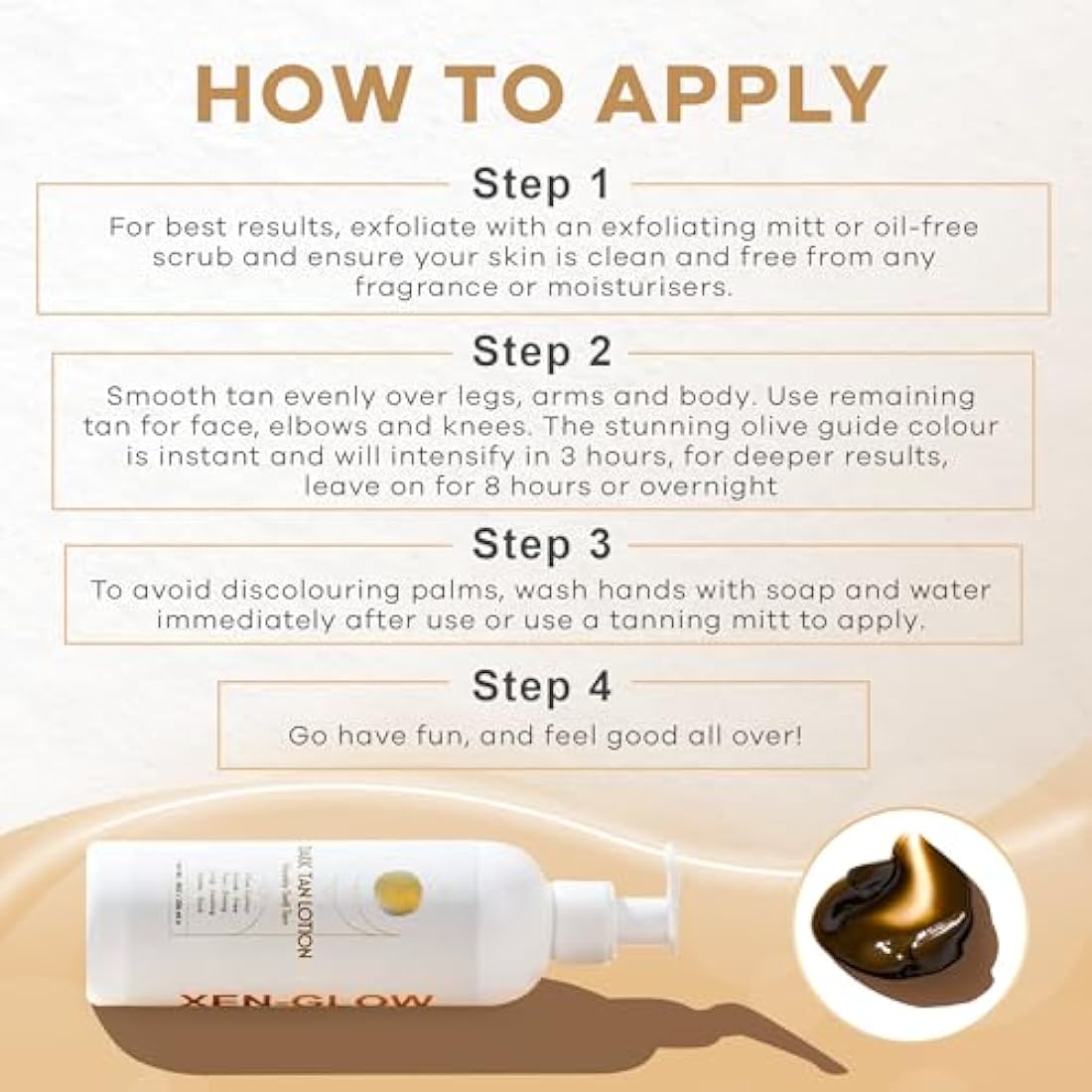 XEN-GLOW Dark Self Tanning Lotion – Hydrating Olive Tan with Vitamin C & E