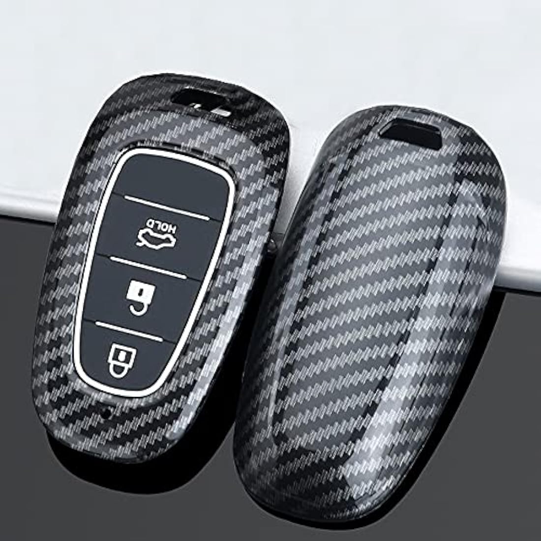 ontto Car Key Fob Cover for Hyundai Sonata Tucson Santa Fe – Carbon Black