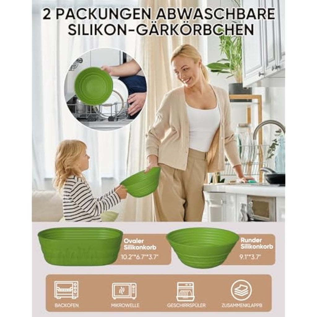 Jolof Store Sourdough Starter Kit with Silicone Bread Proofing Baskets