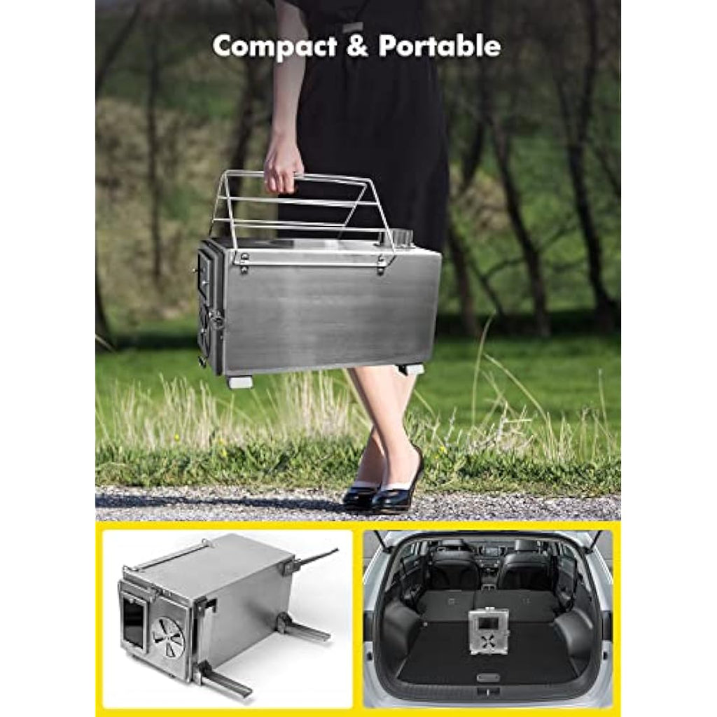 LAMA Portable Tent Wood Stove | Folding Stainless Steel Camping Heater
