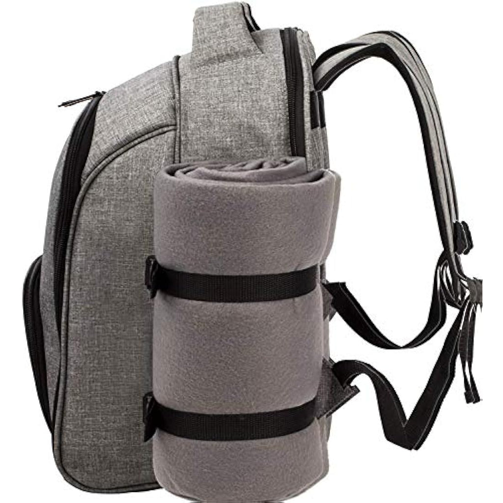 Hap Tim 4 Person Picnic Backpack with Insulated Cooler & Blanket - Grey