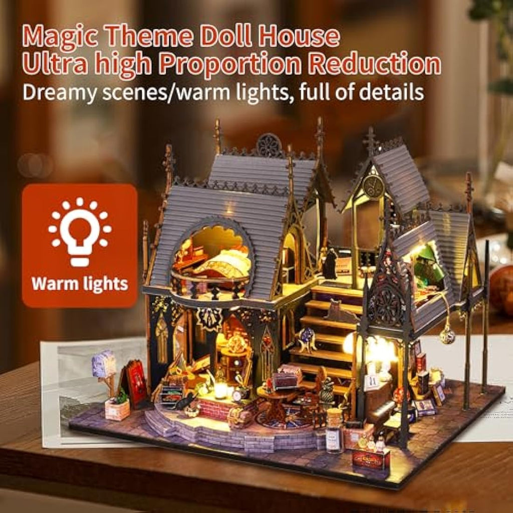 CRIOLPO Luna's Magic House DIY Book Nook Kit - 3D Wooden Puzzle with Sensor Light