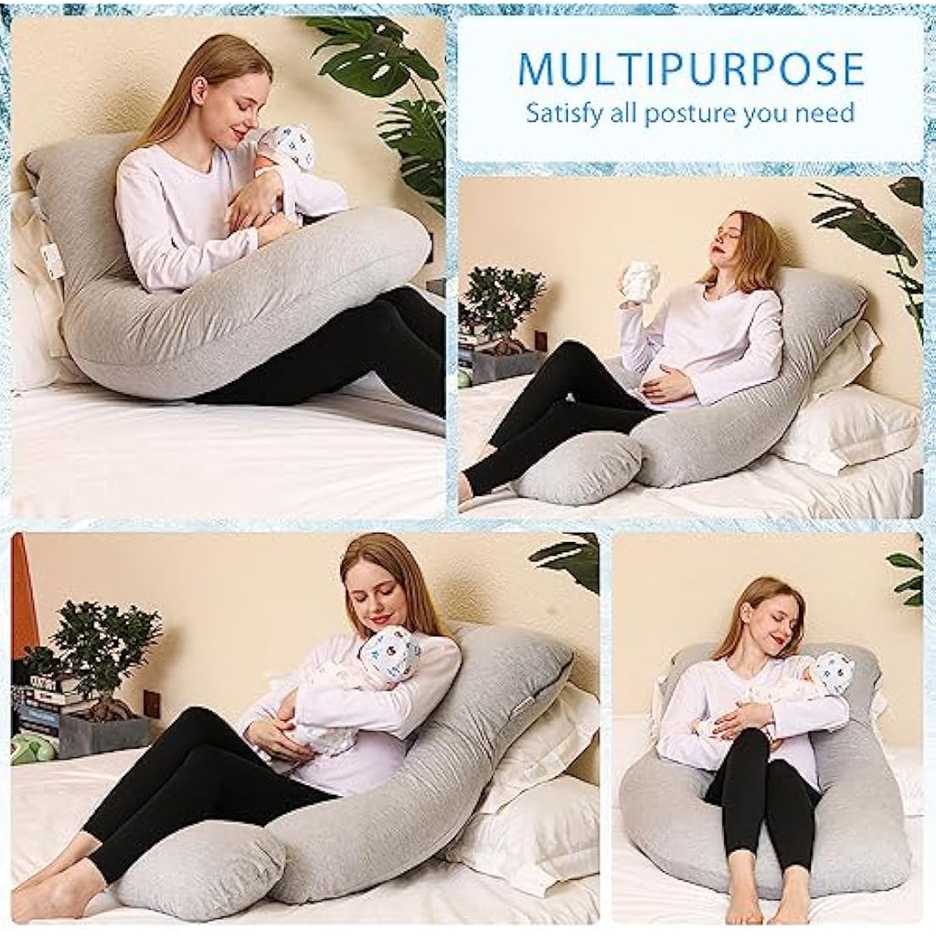 Chilling Home J-Shaped Cooling Pregnancy Pillow - 150x70cm Grey
