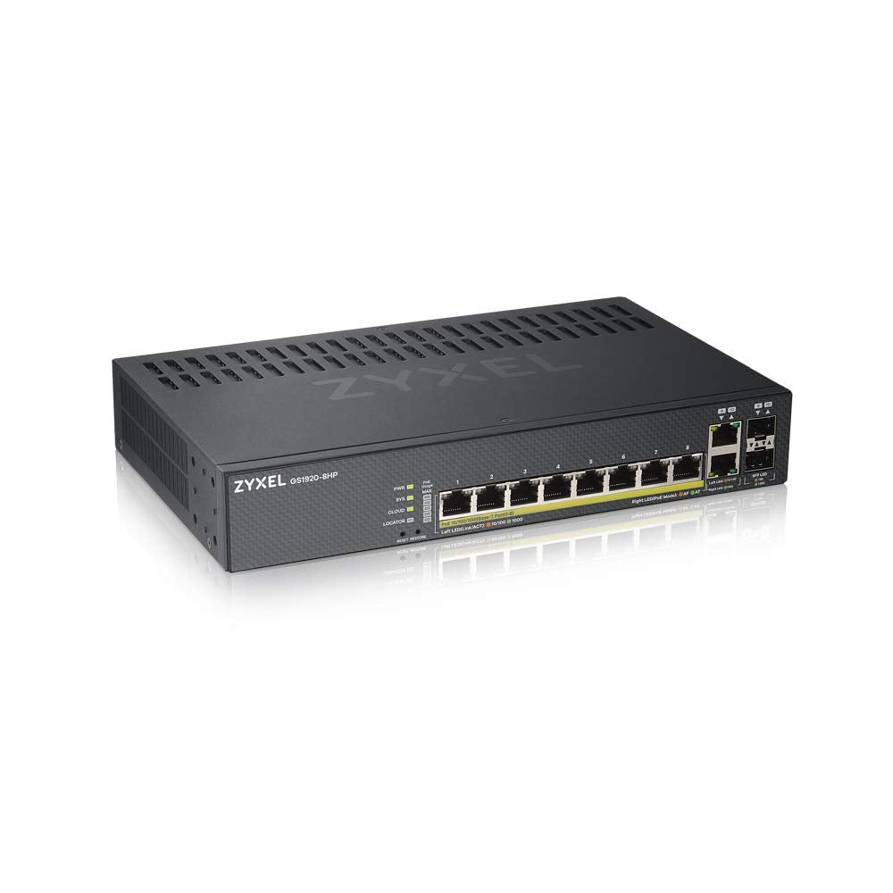Zyxel GS1920-8HPv2 8-Port Gigabit Smart Managed PoE+ Switch | 130W