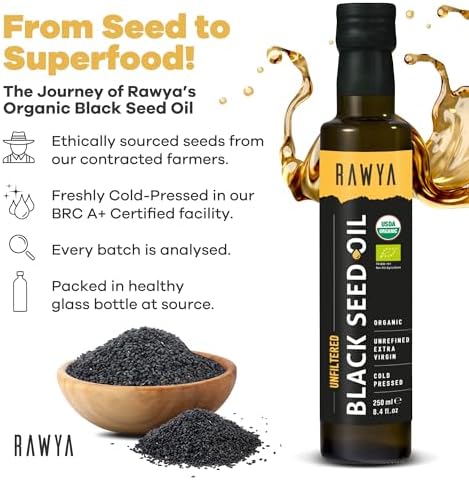 RAWYA Organic Black Seed Oil – Cold Pressed Unfiltered Nigella Sativa 250ml