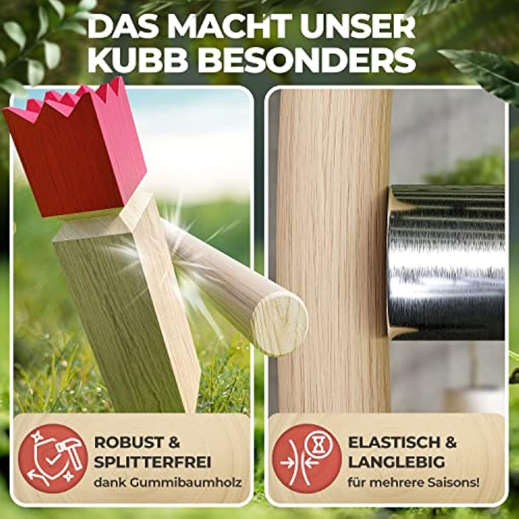 Liebholz® Kubb Wikingerspiel – FSC Gummibaumholz XL Set mit Tasche