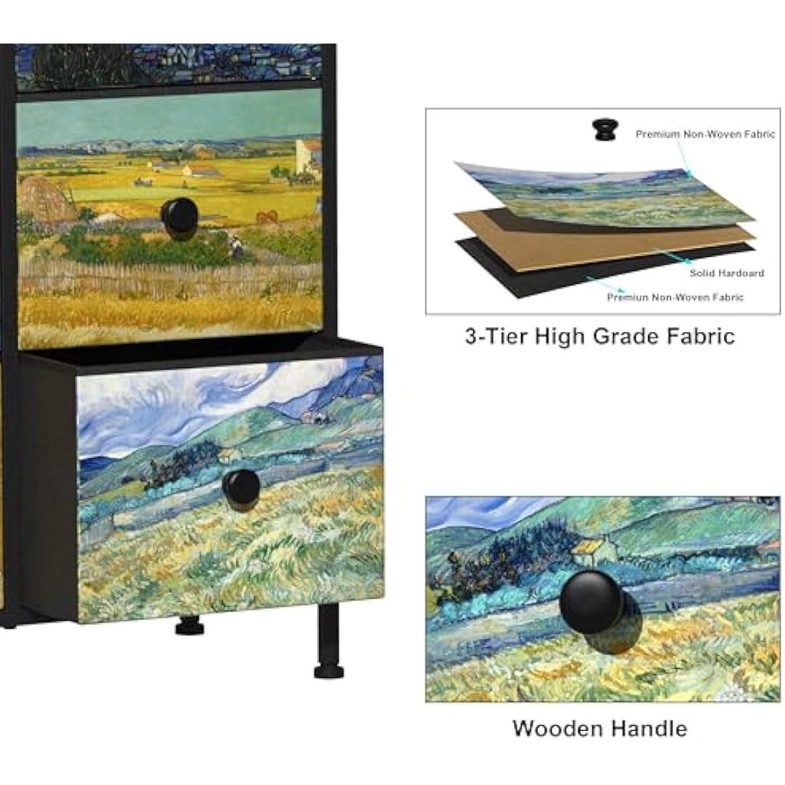 VEDECASA 8-Drawer Fabric Dresser | Van Gogh Style Storage Chest