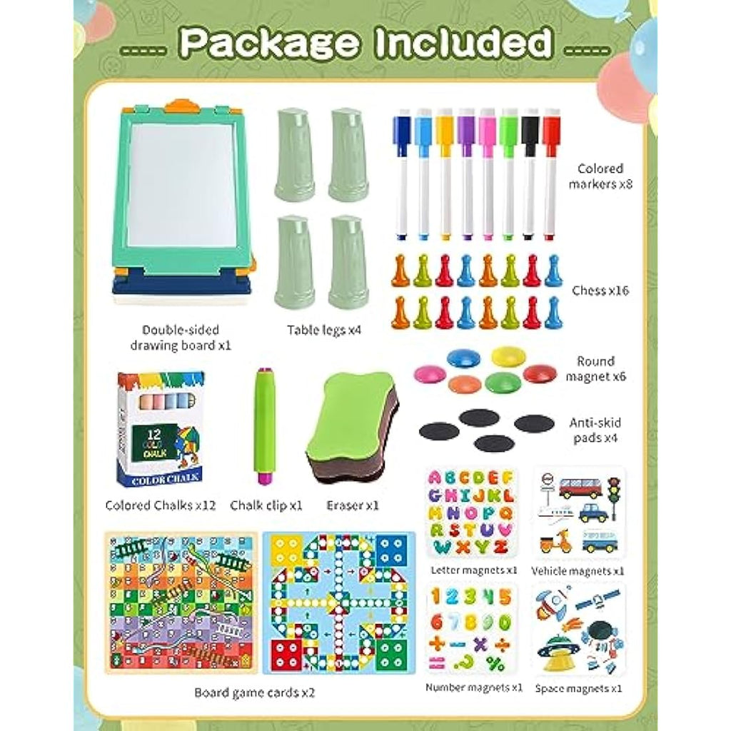 Jolof Store 4-in-1 Kids Tabletop Art Easel – Foldable Magnetic Board