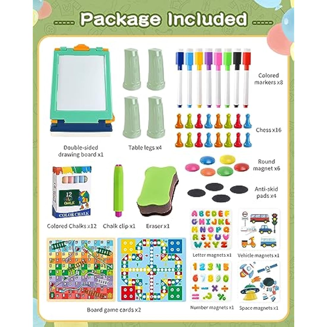 Jolof Store 4-in-1 Kids Tabletop Art Easel – Foldable Magnetic Board