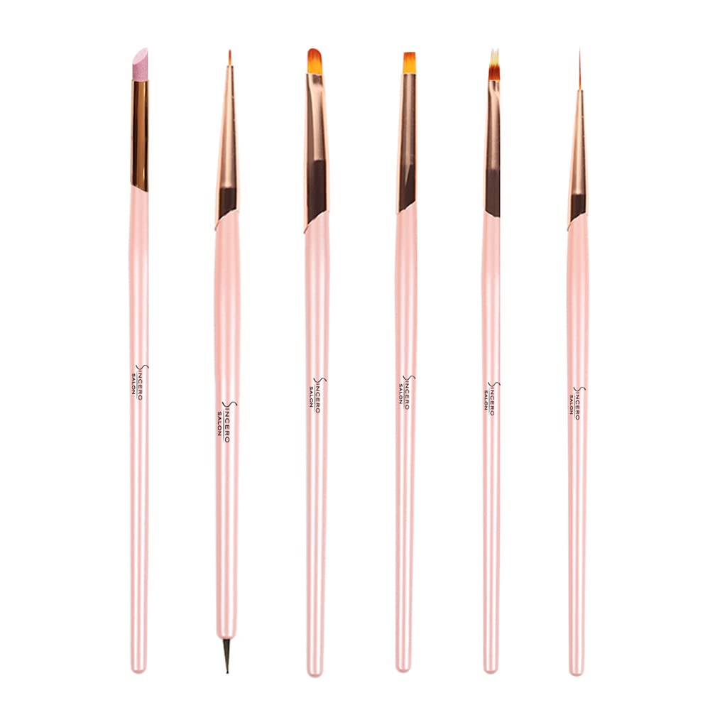 Sincero Salon 6-Piece Professional Nail Art Brush Set for Gel Design
