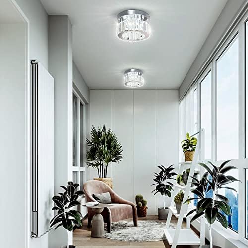 Jolof Store Mini Crystal Chandelier – Round LED Flush Mount Ceiling Light
