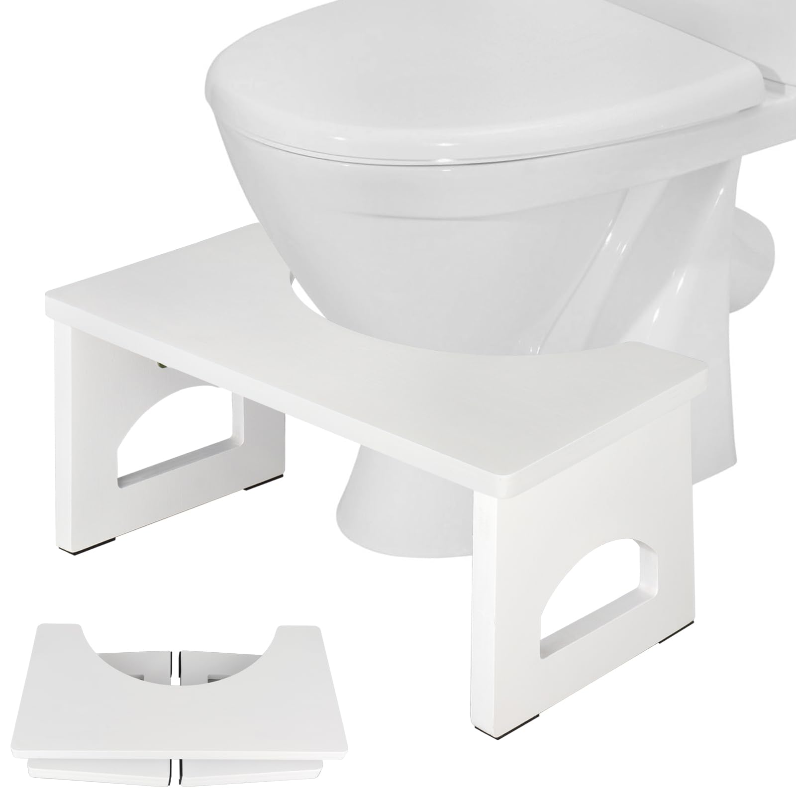 RayLove Foldable Wooden Toilet Stool – 7.5 Inch Non-Slip Bathroom Step