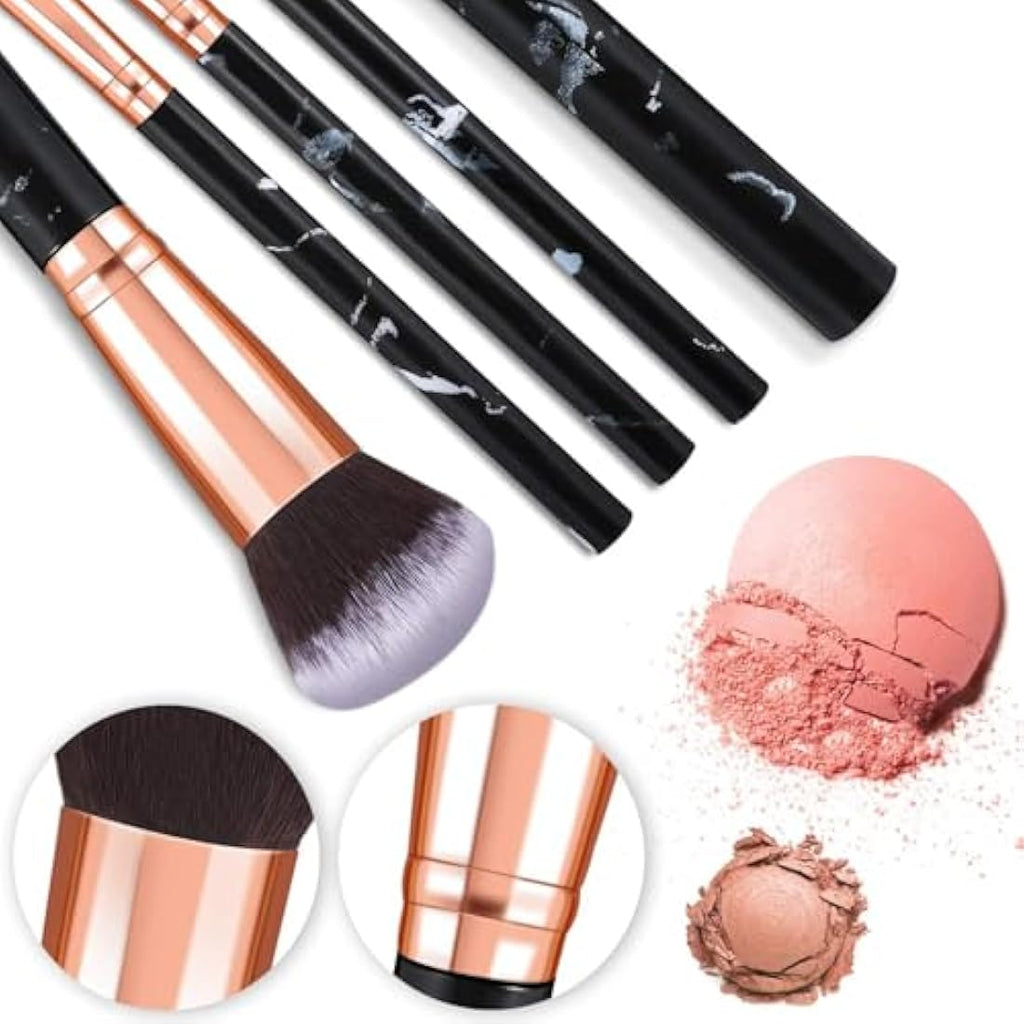 10-Piece Marble Makeup Brush Set | Synthetic Beauty Tools