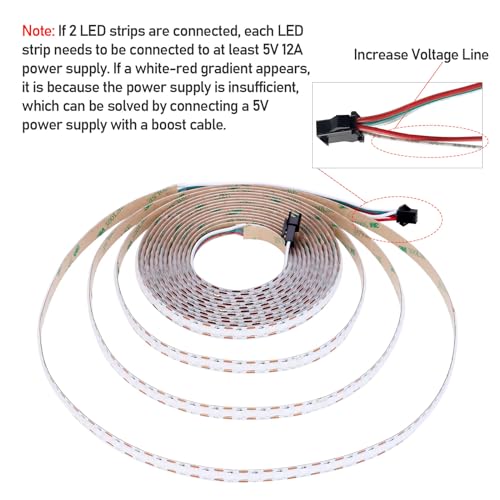 GOMING WS2812B COB LED Strip Light | 5V 5M 800 Pixels Dream Color IP20