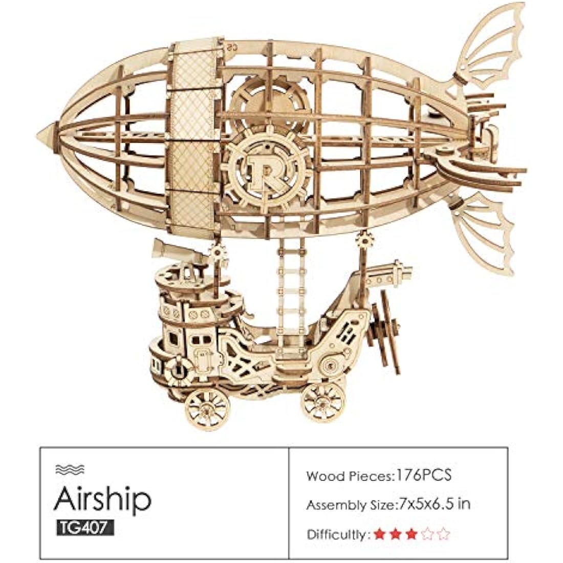 Rolife 3D Wooden Puzzle Airship Model Kit – Steampunk DIY Woodcraft Gift