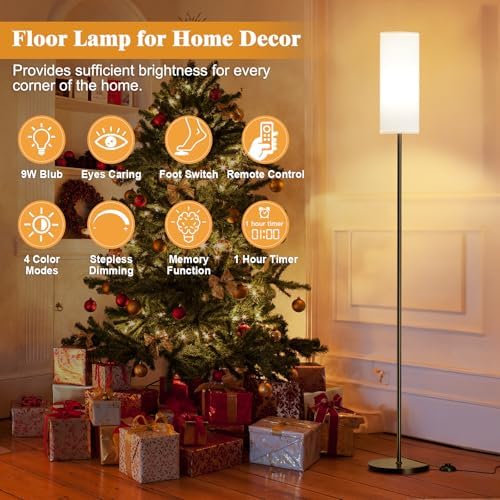 Aooshine 64" Modern Floor Lamp | Dimmable Standing Lamp with Remote Control
