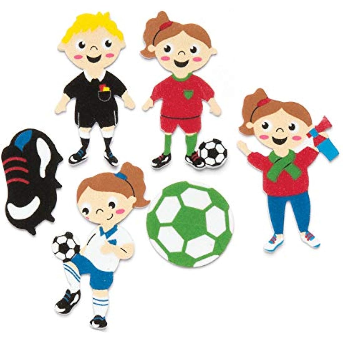 Baker Ross Football Foam Stickers for Kids Crafts - 120 Pack, Asst Colours