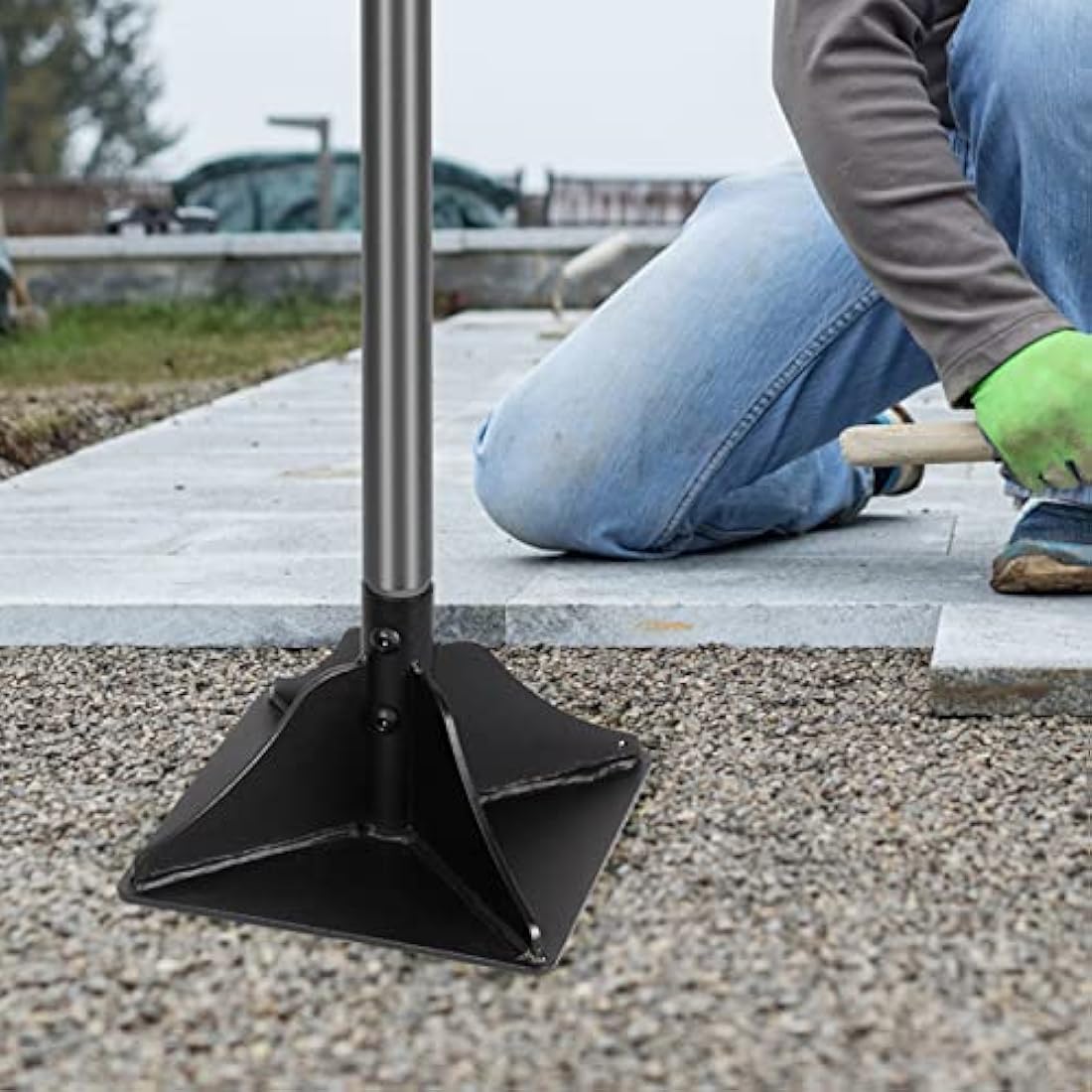 Walensee Heavy Duty Steel Hand Tamper | 20x20cm Head for Ground Leveling