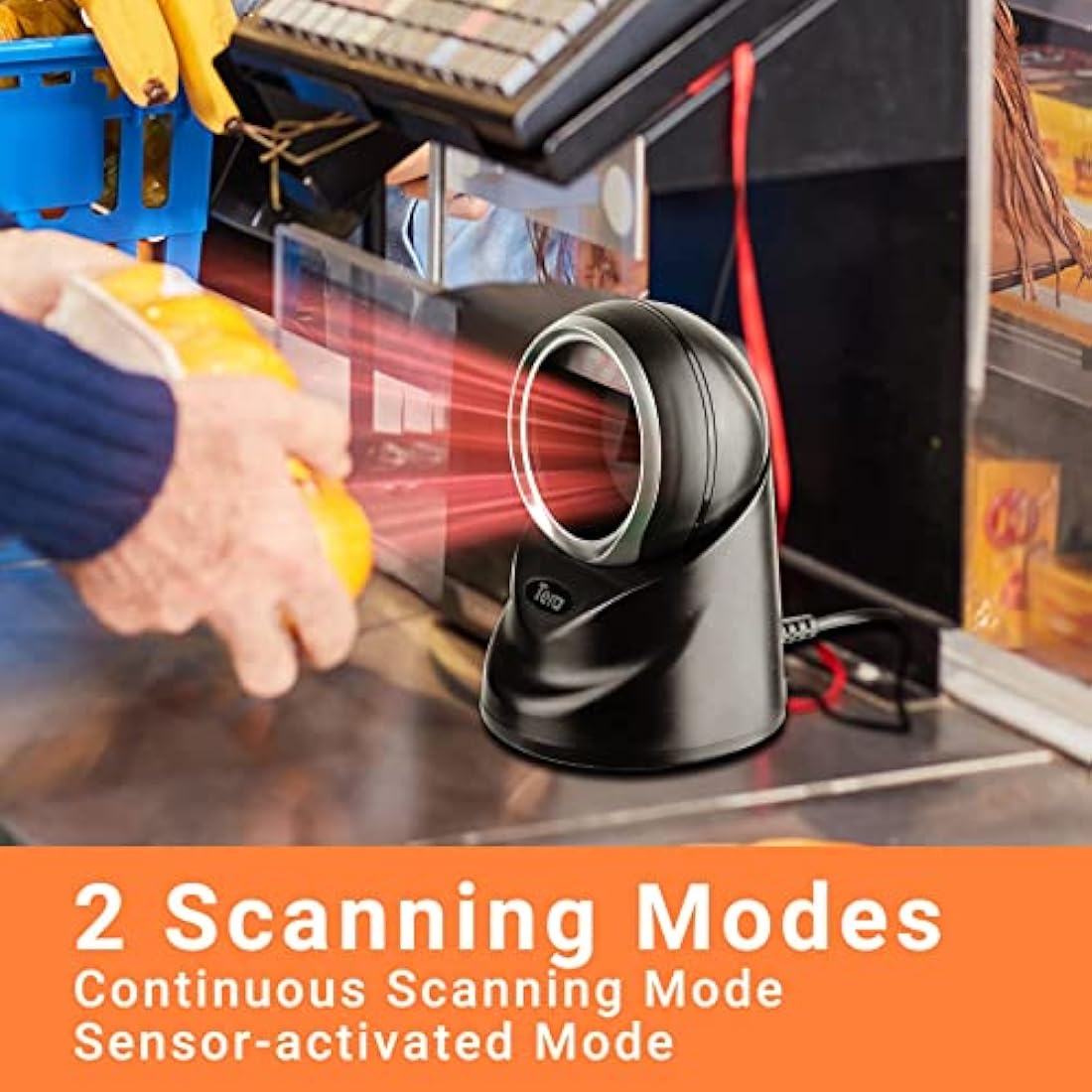 Tera 9100 2D QR Desktop Barcode Scanner – Handsfree Omnidirectional USB