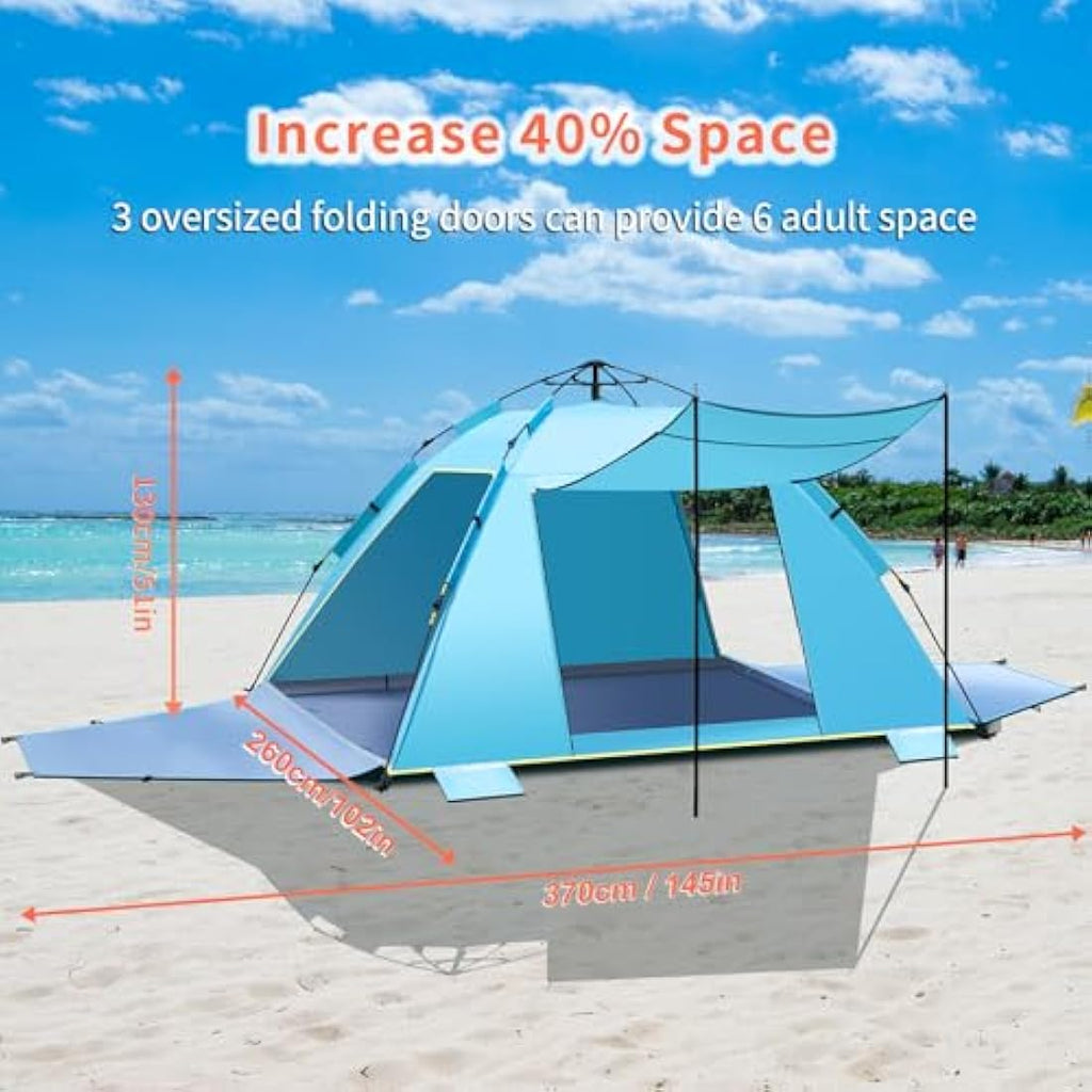 Jolof Store 4-5 Person Pop Up Beach Tent – UPF 50+ Sun Shelter (Blue)
