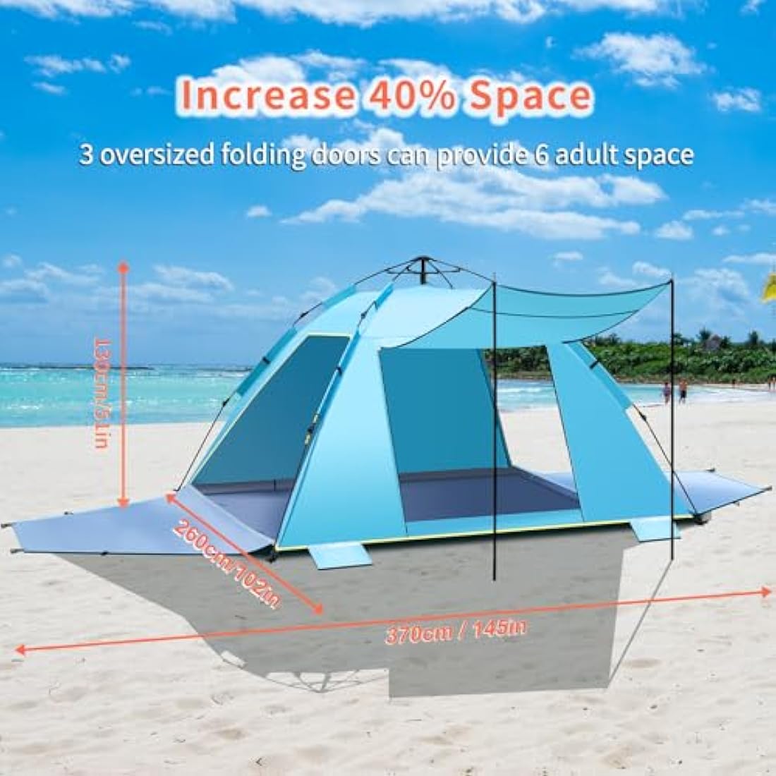 Jolof Store 4-5 Person Pop Up Beach Tent – UPF 50+ Sun Shelter (Blue)