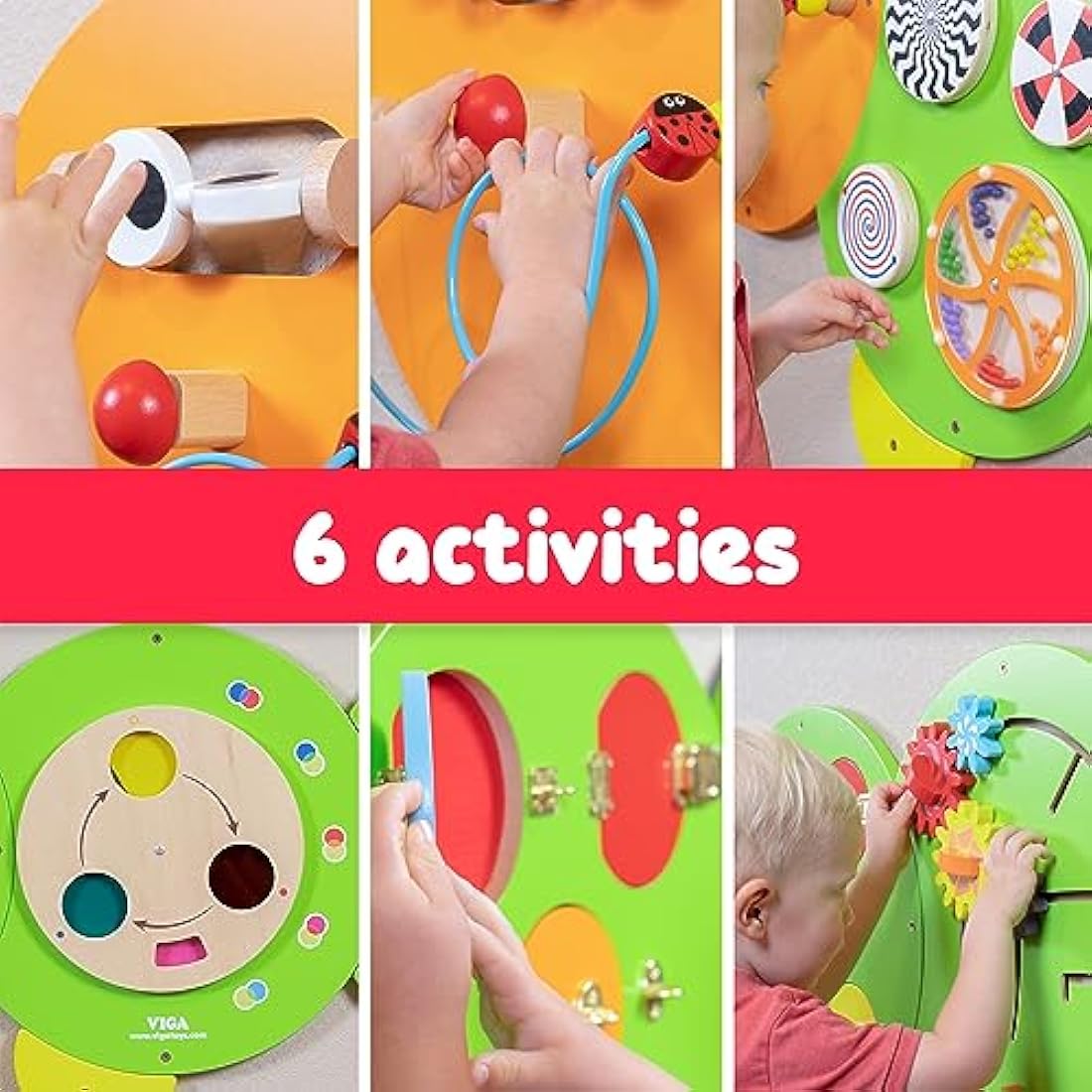 Spark & Wow Caterpillar Montessori Sensory Wall Toy - 6 Activity Panels
