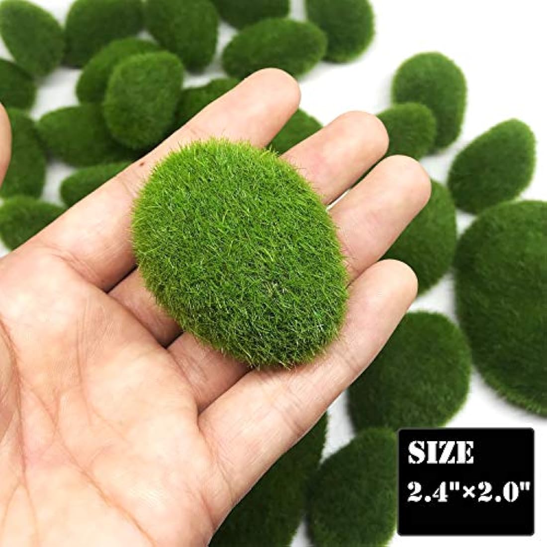 Woohome 30 PCS Artificial Moss Rocks – Green Faux Moss Balls for Decor