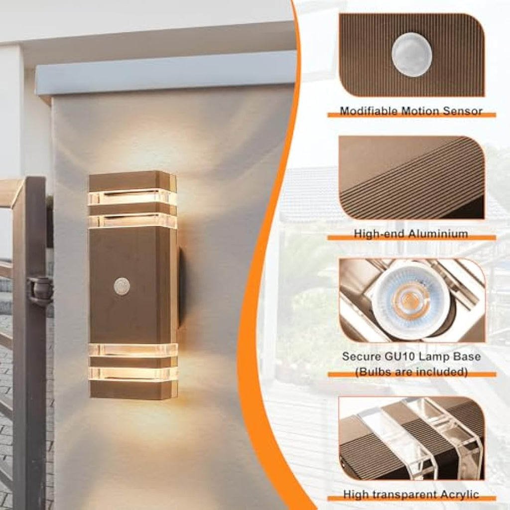 CELAVY Motion Sensor Outdoor Wall Light | IP65 Waterproof Brown Sconce
