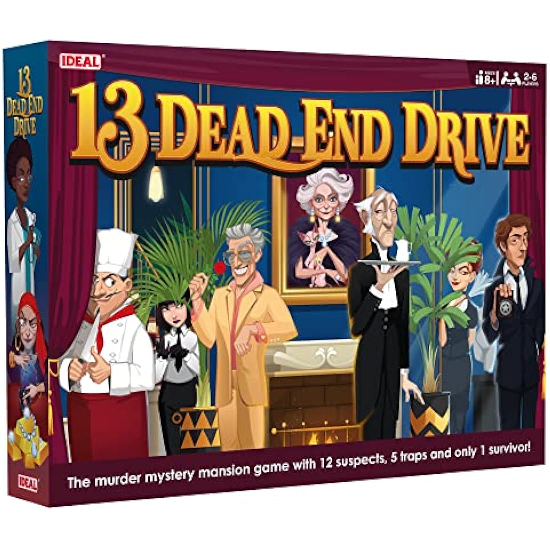 Ideal 13 Dead End Murder Mystery Mansion Board Game - 2-6 Players