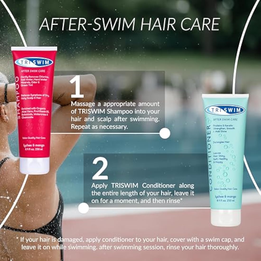 TRISWIM Chlorine Removal Shampoo & Conditioner Bundle - 250ml Vegan Duo