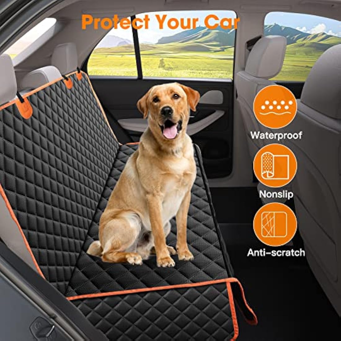 JOEJOY Waterproof Dog Car Seat Cover | 4-in-1 Non-Slip SUV Hammock